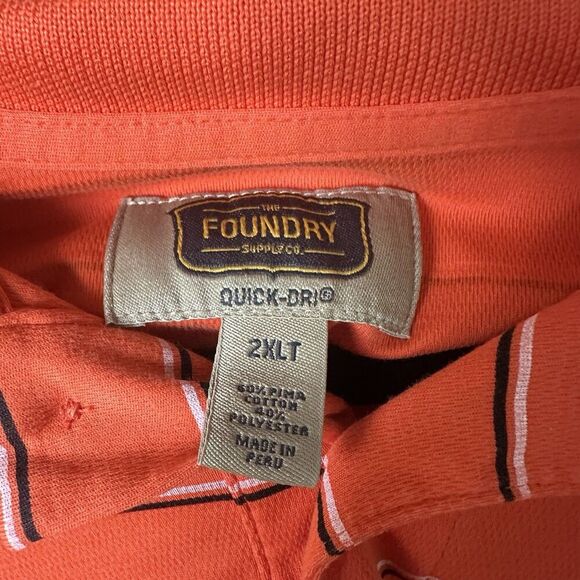 The Foundry Shirt Men's 2XLT Orange Striped Pima Cotton Quick Dri Comfort Golf - Picture 4 of 8